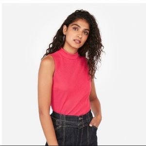Express Cherry Red/Pink Textured Mock Neck Tank Size Medium